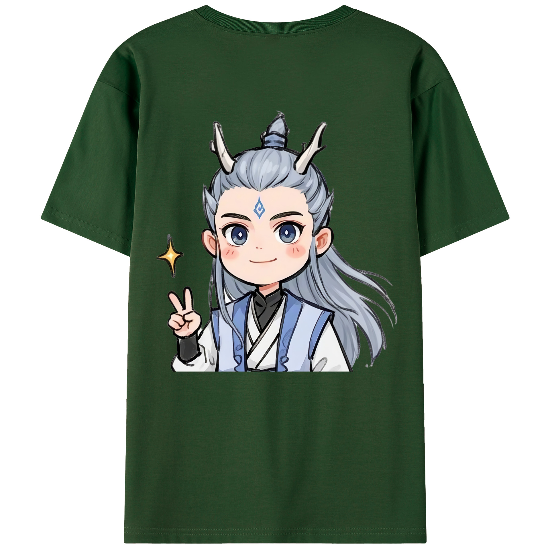 （画像用） Ne Zha 2 ナタ 魔童の大暴れ 綿100％半袖Tシャツ（背面プリント）